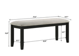1pc Black Gray Bench Dining Room Fabric Upholstery Kitchen Dining Wooden Furniture B011P264143