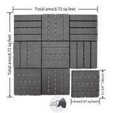 Patio Interlocking Deck Tiles, 12"x12" Square Composite Decking Tiles, Four Slat Plastic Outdoor W1859111967