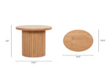 Kenzie 19.5" Fluted Pillar Round Accent Side Table, Light Natural Brown Rubberwood B2719P280165
