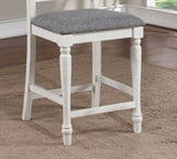 Majestic Rustic Counter Height 2pc Dining Chairs Set Antique White Solid wood Gray Fabric Cushions B011110878