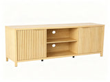 Fluted Double Door Tall TV Stand for TVs up to 70 Inch, Mid Century Media Console Cabinet with 14207239