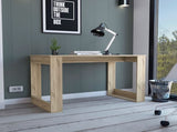 Writing Desk with Ample Workstation and Sturdy Legs, Light Oak B097133091