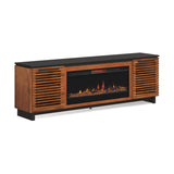 86 inch Fireplace TV Stand Console for TVs up to 100 inches, Minimal Assembly, Black with Bourbon B108P160228