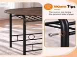 1 Table 2 Chairs Dining Table Set, Oval MDF Tabletop, Black Metal Frame, KD Knock 20139247