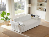 NEW White Loveseat Sleeper Sofa with Storage Armrest ,USB Port W588P445223