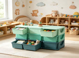 Green 3 Tier Kids Organizer 9 Drawers Storage Unit, for Bedroom, Nursery, Kindergarten, Boys & 10051744