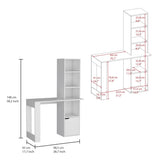 ZNTS Iowa Computer Desk with 1-Cabinet and 4-Tier Bookcase B200P188863