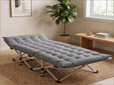 Patio Chaise Lounge Bed, Ergonomic Single Reclining Cot, Portable Heavy Duty Outdoor/Indoor 03293369
