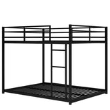 ZNTS Full over Full Metal Bunk Bed, Low Bunk Bed with Ladder, Black 71718681