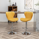 Ellston Upholstered Adjustable Swivel Barstools in Yellow, Set of 2 T2574P165087
