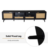 Rattan TV Stand for TVs up to 85'', Modern Farmhouse Media Console, Entertainment Center with Solid N710P263816B