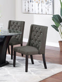 ZNTS Modern Fabric / Polyfiber Ash Black Tufted Set of 2 Chairs Seat Chair Rubber wood MDF Kitchen B011P194025