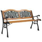 ZNTS 49" Garden Bench Outdoor Patio Park Chair Furniture Hardwood Slats Cast Iron Frame 40097071