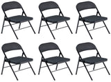 6pcs Elegant Foldable Iron & PVC Chairs for Convention & Exhibition Black 76060515