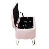 Pink Storage Ottoman Bench for End of Bed Gold Legs, Modern Grey Faux Fur Entryway Bench Upholstered W1170104172