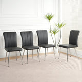 Modern Charcoal PU dining chair, cloth upholstered chair, electroplated metal chair legs, suitable W210P224293