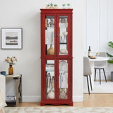 Lighted Glass Curio Display Cabinet,Display Cabinet,Glass Storage Cabinet Glass Wine cabinet Wood W2275P178796