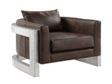 Betla Espresso Top Grain Leather & Aluminum Accent Chair B2726P457630