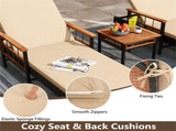 Outdoor Chaise Lounge with Side Table, 79" Mix Brown PE Rattan Recliner 4-Gear Backrest 400LBS 95390415
