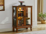 Curio Cabinet Lighted Curio Diapaly Cabinet with Adjustable Shelves and Mirrored Back Panel, 13840081
