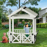 Outdoor Playhouse for Kids, Wooden Playhouse, Backyard Playhouse with bench and door W2992P246443