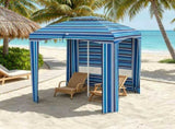 Blue Stripe 5.8ft x 5.8ft Travel Beach Umbrella with Side Walls, Air Vents, Ruffles and Carry Bag 41571759