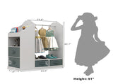 Kids Costume Organizer Costume RackKids ArmoireOpen Hanging Armoire Closet with Mirror-WHITE 47355127