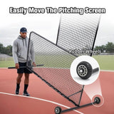 L-Shaped Baseball Net for Batting Cages, Baseball Pitching Net with Wheels - 84''H x 84''W, with W1422P272581