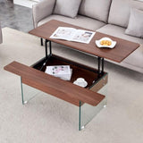 43.3-inch coffee table with lifting function - Combining walnut wood grain with W1512P316123