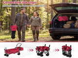 Foldable Utility Wagon,Adjustable Handle Outdoor Wagon, Puncture-Proof Wheels with Brakes, Removable 09225941