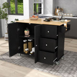 Rolling Mobile Kitchen Island with Solid Wood Top Locking Wheels,52.7 Inch Width,Storage Cabinet WF287035AAB