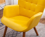 ZNTS Leiria Contemporary Silky Velvet Tufted Accent Chair with Ottoman, Yellow T2574P164275