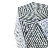 16x14x18" Hexagon Garden Stools, Unique Capiz Accent Side Table, Black/White W2078P290103