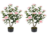 2 Pack Orange Artificial Camellia Tree with Blooming Flower - Pink 06699618