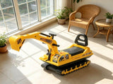 Yellow Black No Power Excavator Toy Durable Ride On Tractors Digger Movable Scooter Walker, Basket 86452140