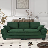 U-Style 85.4" Modern Curved Sofa, Back Upholstered Couch with 2 Decorative Throw Pillows, Corduroy N711P192059C