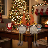 2PCS Set Christmas Gnome Decorations 5.5x3.5x20.5" Fabric Sitting Gnomes with Orange Hat & Maple 99880685