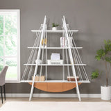 Sailboat-Inspired Bookshelf, 70.87 inch Industrial 4-Tier Open Storage Shelf with Drawer, Wooden & W2317P253454