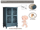 Rustic 55'' Tall Storage Cabinet with Drawer, Decorative 2-Door Carved Wood Accent Cabinet with W1445P376552