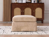 46" Wide Modern Upholstered Chenille Ottoman, Foot Stool Square Footrest with Black Metal Legs for W3098P356195