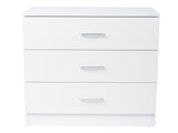 3-Drawer Tall Cabinet Particleboard Bedside Table with Textured Melamine Finish White 32152387