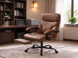 Heated Massage Office Chair, Reclining PU Leather Computer Chair with Footrest, Height Adjustable 79748595