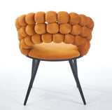 Orange Modern chair with golden color iron tube legs, soft cushions and comfortable W234P271318