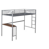 ZNTS Twin Metal Loft Bed with Desk, Ladder and Guardrails, Loft Bed for Bedroom, Silver MF286452AAN