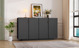 TREXM 4 Wavy Doors Ample Storage Space Sideboard with Adjustable Shelves and Retro Copper Handles N715P183992B