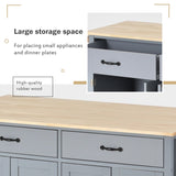 Kitchen Island Cart with Solid Wood Top and Locking Wheels,54.3 Inch Width,4 Door Cabinet and Two WF286911AAG