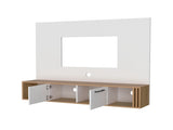 White and Natural Oak Entertainment Center Multistorage and Cable Management B062P290235