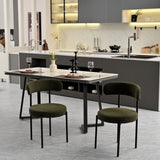 Green Boucle Dining Chairs Set of 2,Mid-Century Modern Curved Backrest Chair,Round Upholstered GL-W2533P170108