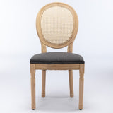 A&A Furniture,French Style Solid Wood Frame Antique Painting Linen Fabric Rattan Back Dining W1143141069