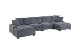 Living Room Furniture 1pc Ottoman Dark Gray Corduroy Soft Cushion Cocktail Ottoman Wood Legs B011P211061